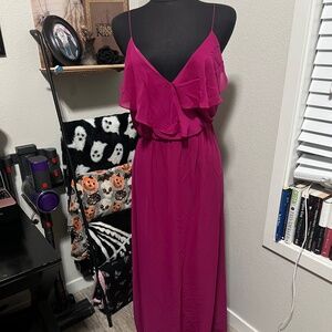 Nouvelle fuchsia flounce front dress